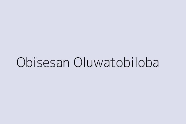 Obisesan Oluwatobiloba